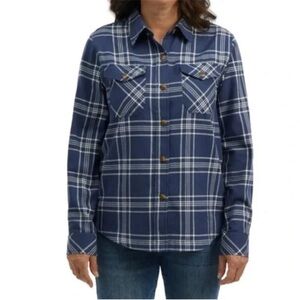 NWT frank. by Frank And Oak Long Sleeve Plaid Shirt Organic Blue Size Large
